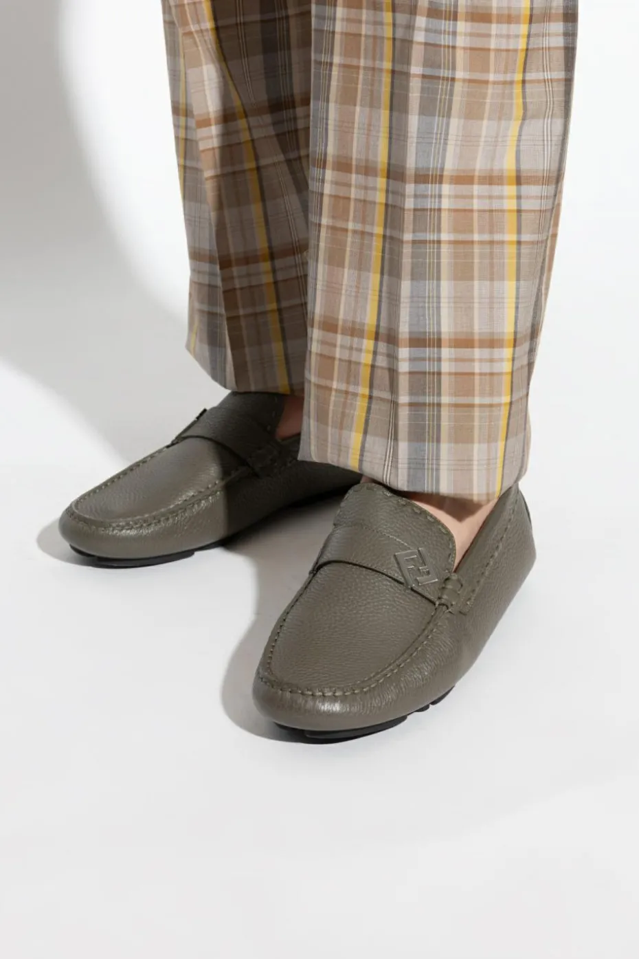 Fendi GREY Leather Loafers