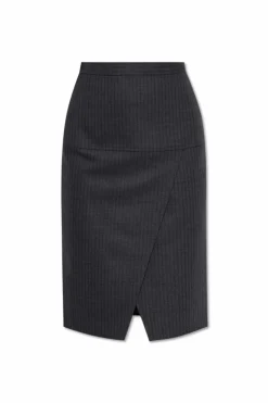Fendi GREY Wool skirt with front slit