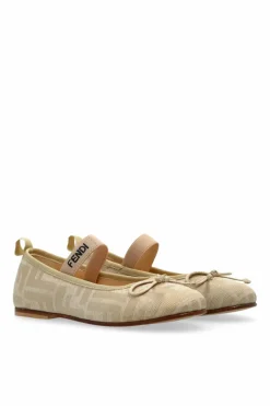 Fendi Kids beige Ballerinas with elastic strap