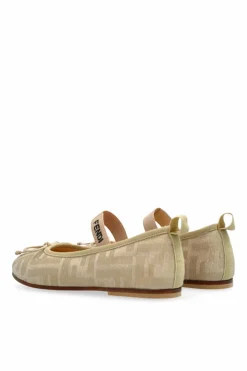 Fendi Kids beige Ballerinas with elastic strap