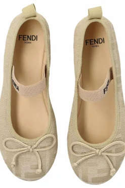Fendi Kids beige Ballerinas with elastic strap