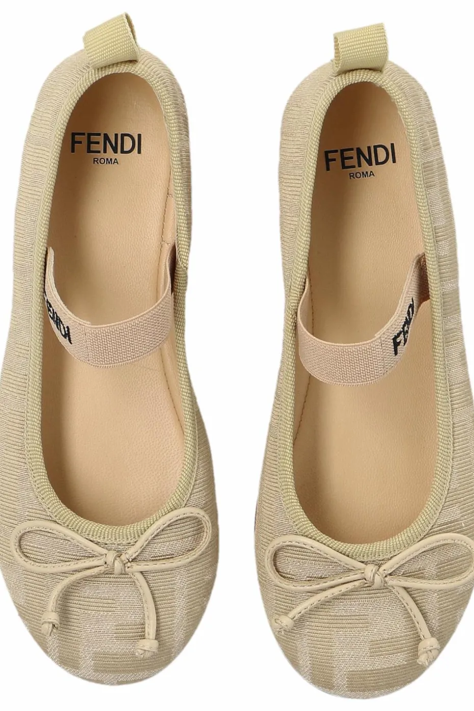 Fendi Kids beige Ballerinas with elastic strap