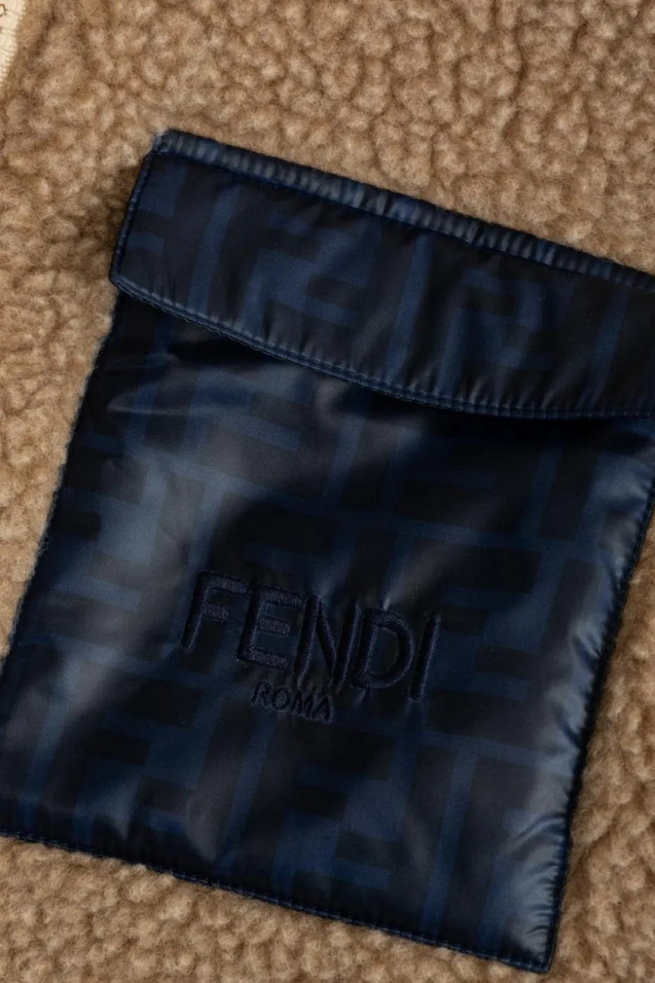 Fendi Kids beige Fur jacket with pocket