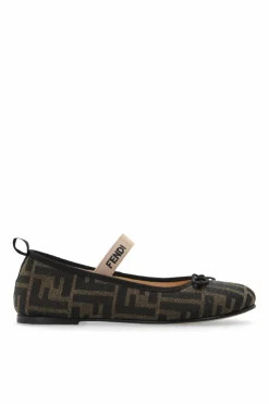 Fendi Kids beige Monogrammed ballet flats