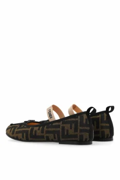 Fendi Kids beige Monogrammed ballet flats