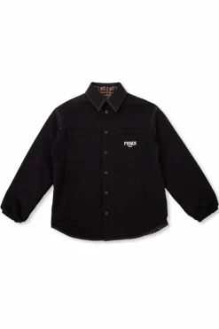 Fendi Kids BLACK Reversible jacket with logo