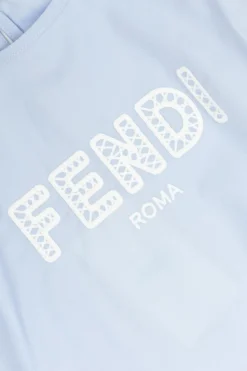 Fendi Kids BLUE Top with embroidered logo