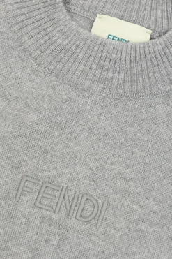 Fendi Kids GREY Sleeveless wool dress