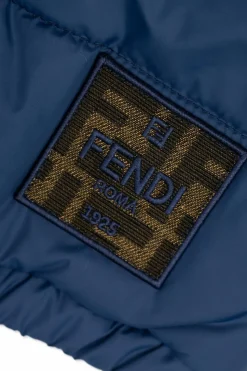 Fendi Kids NAVY BLUE Insulated jacket with logo patch