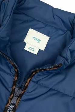 Fendi Kids NAVY BLUE Insulated jacket with logo patch