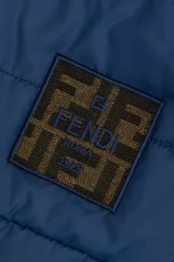 Fendi Kids NAVY BLUE Insulated jacket with logo patch
