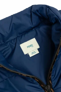 Fendi Kids NAVY BLUE Insulated jacket with logo patch