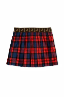 Fendi Kids RED Plaid pattern skirt