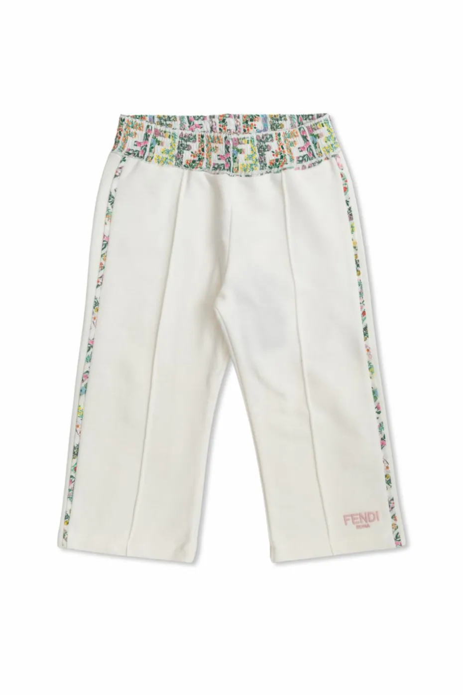 Fendi Kids WHITE Sweatpants with floral motif
