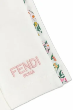 Fendi Kids WHITE Sweatpants with floral motif