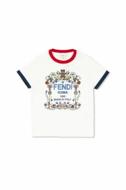 Fendi Kids WHITE T-shirt with colorful print