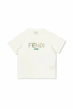 Fendi Kids WHITE T-shirt with a colorful printed logo