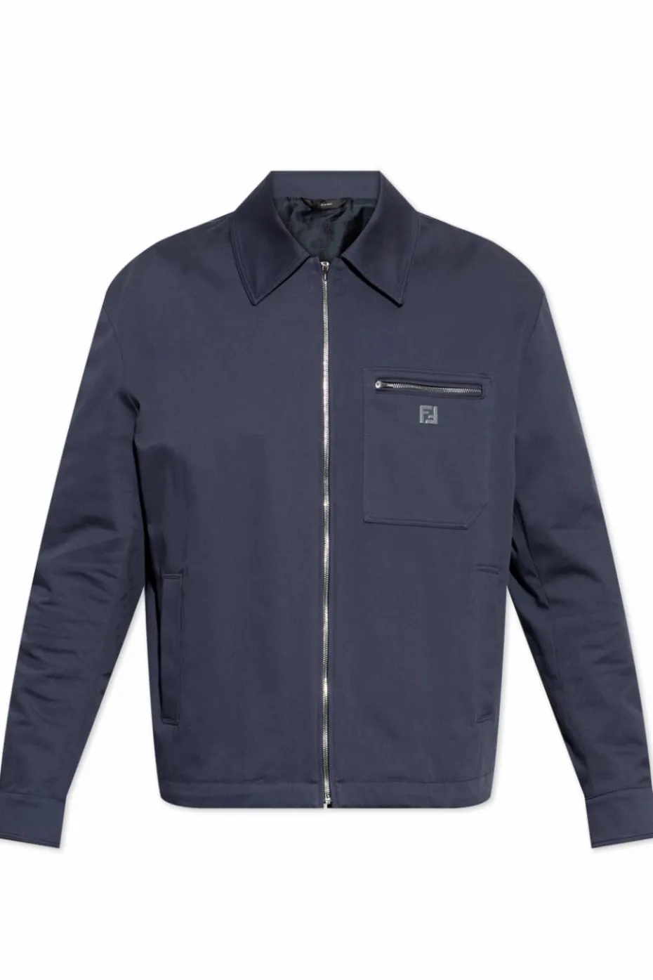 Fendi NAVY BLUE Jacket with logo-shaped applique