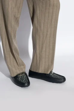 Fendi NAVY BLUE Leather moccasins 'Olock'