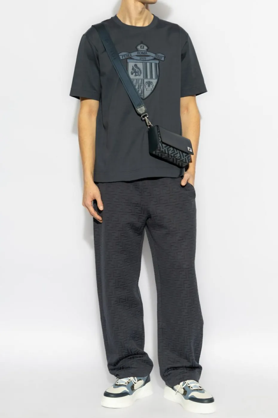 Fendi NAVY BLUE Pants with monogram