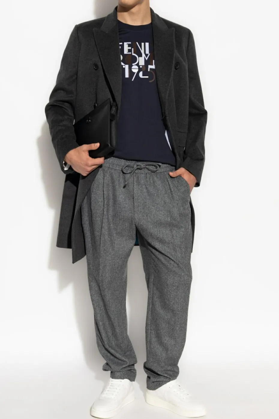Fendi NAVY BLUE T-shirt with logo