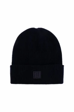 Fendi NAVY BLUE Wool hat with logo patch