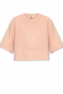 Fendi PINK Short T-shirt with embossed logo