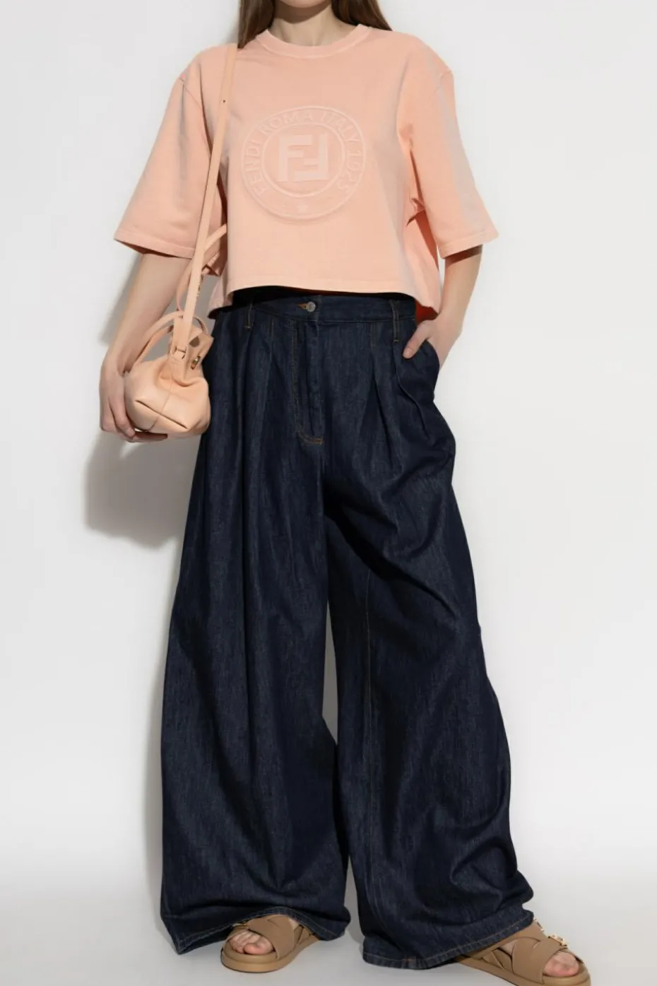 Fendi PINK Short T-shirt with embossed logo