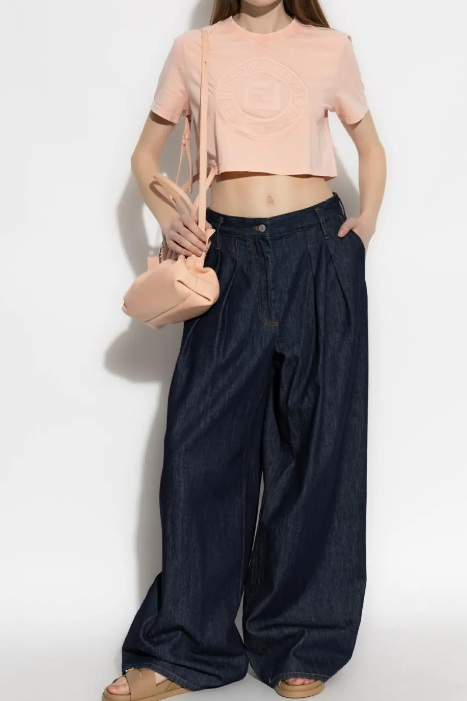 Fendi PINK Short T-shirt with embossed logo