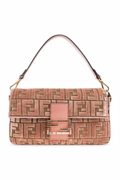 Fendi PINK Shoulder Bag `Baguette Medium`