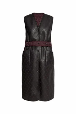 Fendi PURPLE Long padded vest with leather front
