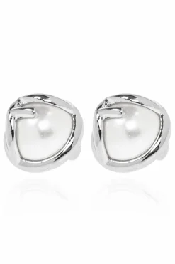Fendi SILVER Earrings with glass pearl