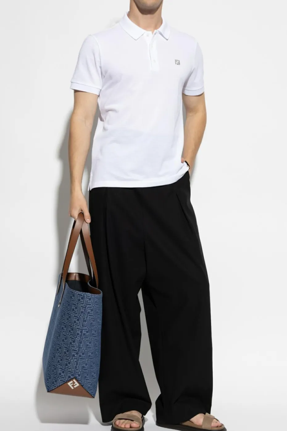Fendi WHITE Polo with an application in the shape of a logo