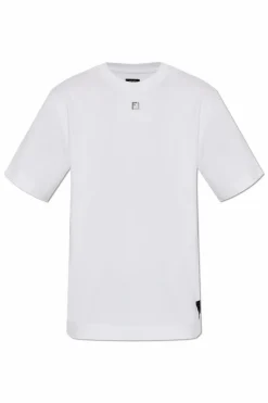 Fendi WHITE T-shirt with logo-shaped appliqué