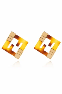 Fendi YELLOW Earrings in the shape of a logo