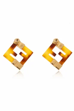 Fendi YELLOW Earrings in the shape of a logo
