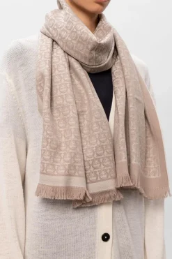 FERRAGAMO beige āGanciniā motif scarf
