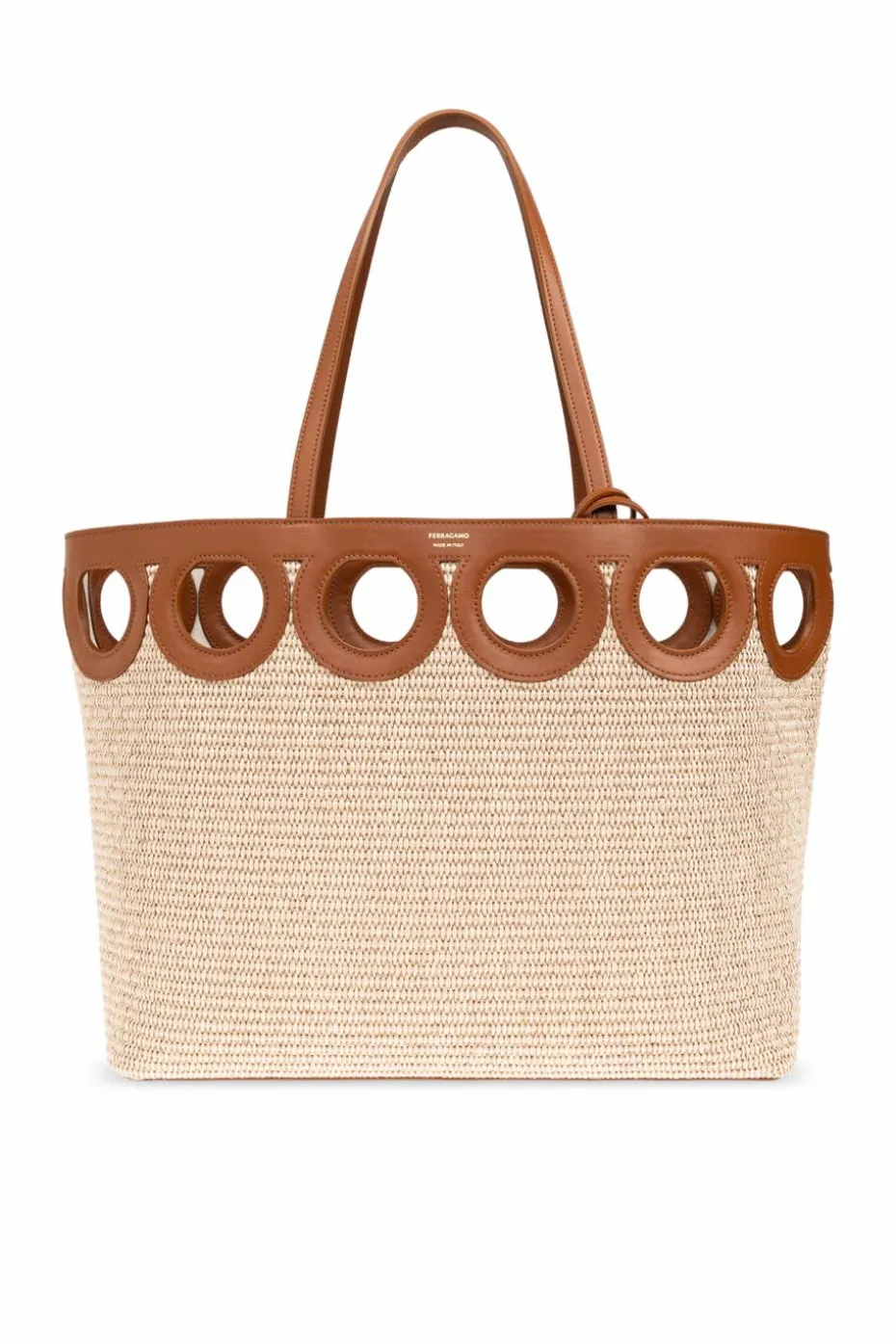 FERRAGAMO beige 'Gancio Medium' shopper bag