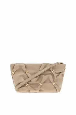 FERRAGAMO beige Leather shoulder bag with appliqués