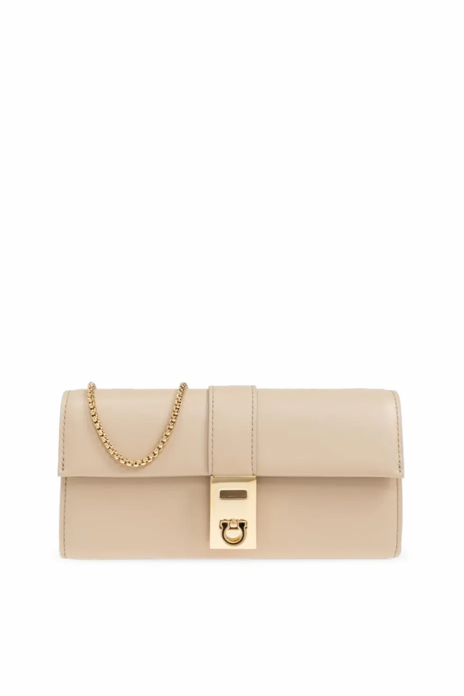FERRAGAMO beige Leather wallet on a chain