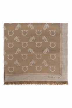 FERRAGAMO beige Scarf with monogram