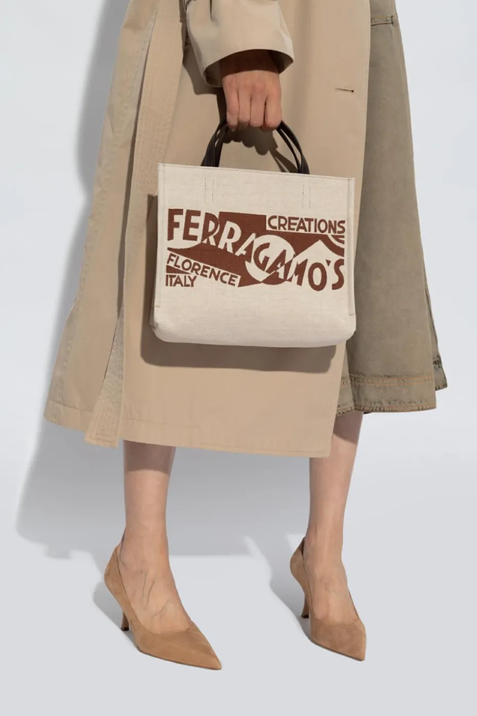 FERRAGAMO beige Shopper type bag
