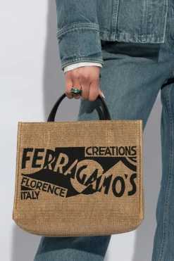 FERRAGAMO beige ‘Sign S’ shopper bag