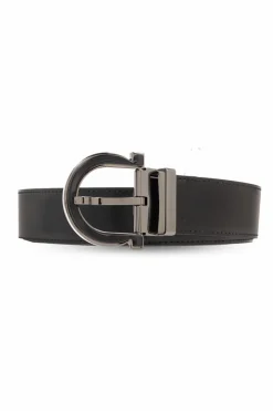 FERRAGAMO BLACK āAdjusā reversible belt with logo