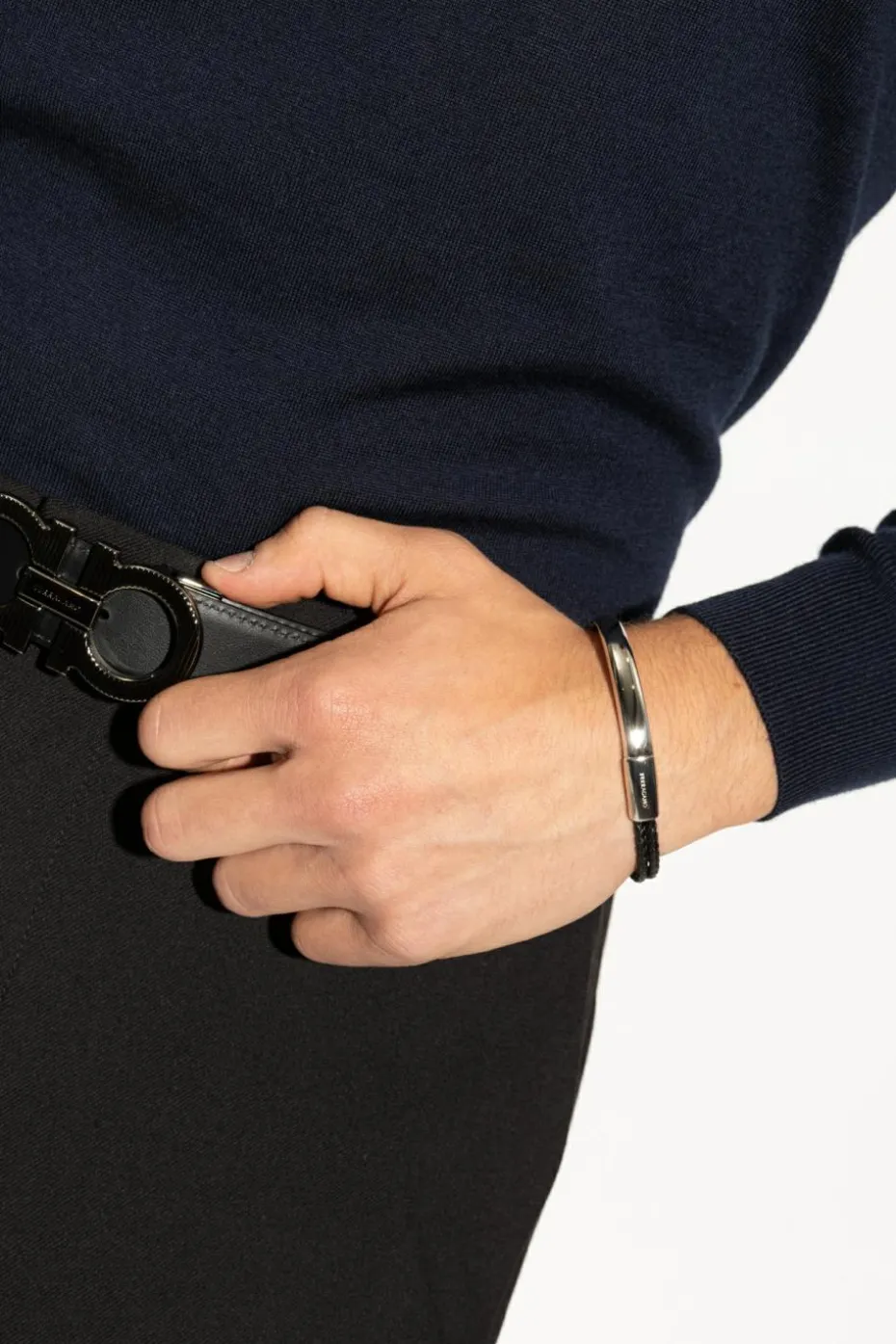 FERRAGAMO BLACK Bracelet with engraved logo