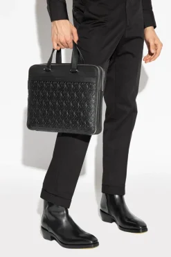 FERRAGAMO BLACK Briefcase with monogram