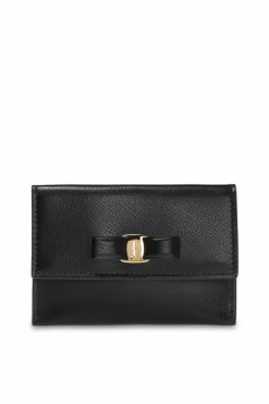 FERRAGAMO BLACK Card case with embroidered logo