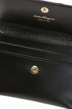 FERRAGAMO BLACK Card case with embroidered logo
