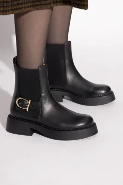 FERRAGAMO BLACK Chelsea boots `Tia`