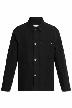 FERRAGAMO BLACK Denim shirt with monogram